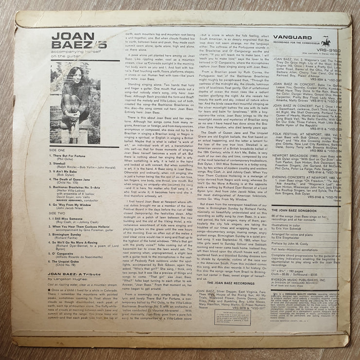 Joan Baez 5  - Vinyl LP Record - Good+ Quality (G+) - C-Plan Audio