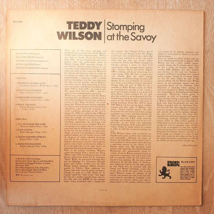 Teddy Wilson ‎– Stomping At The Savoy - Vinyl LP Record - Opened  - Very-Good+ (VG+) - C-Plan Audio
