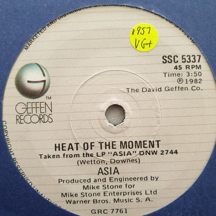 Asia ‎– Heat Of The Moment - Vinyl 7" Record - Very-Good+ Quality (VG+) - C-Plan Audio