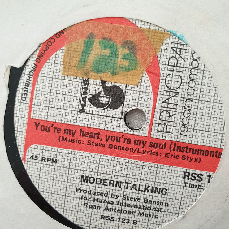 Modern Talking ‎– You're My Heart, You're My Soul - Vinyl 7" Record - Very-Good+ Quality (VG+) - C-Plan Audio