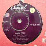 Matt Monro ‎– Born Free - Vinyl 7" Record - Opened  - Very-Good- Quality (VG-) - C-Plan Audio