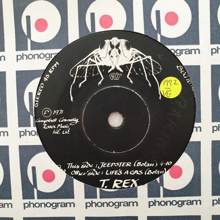 T.Rex ‎– Jeepster - Vinyl 7" Record - Opened  - Very-Good- Quality (VG-) - C-Plan Audio