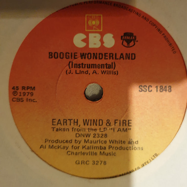 Earth, Wind & Fire With The Emotions ‎– Boogie Wonderland - Vinyl 7" Record - Opened  - Very-Good- Quality (VG-) - C-Plan Audio