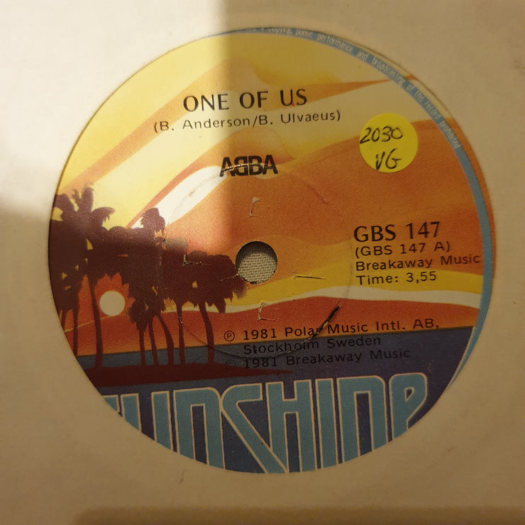 ABBA ‎– One Of Us - Vinyl 7" Record - Opened  - Very-Good Quality (VG) - C-Plan Audio