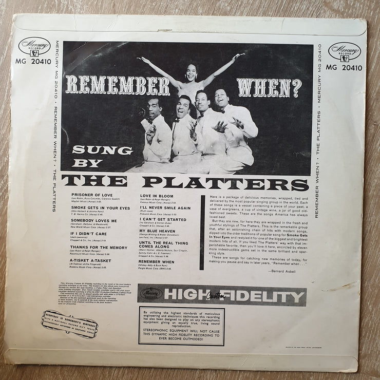 The Platters -Remember When - Vinyl LP Record - Opened  - Very-Good- Quality (VG-) - C-Plan Audio