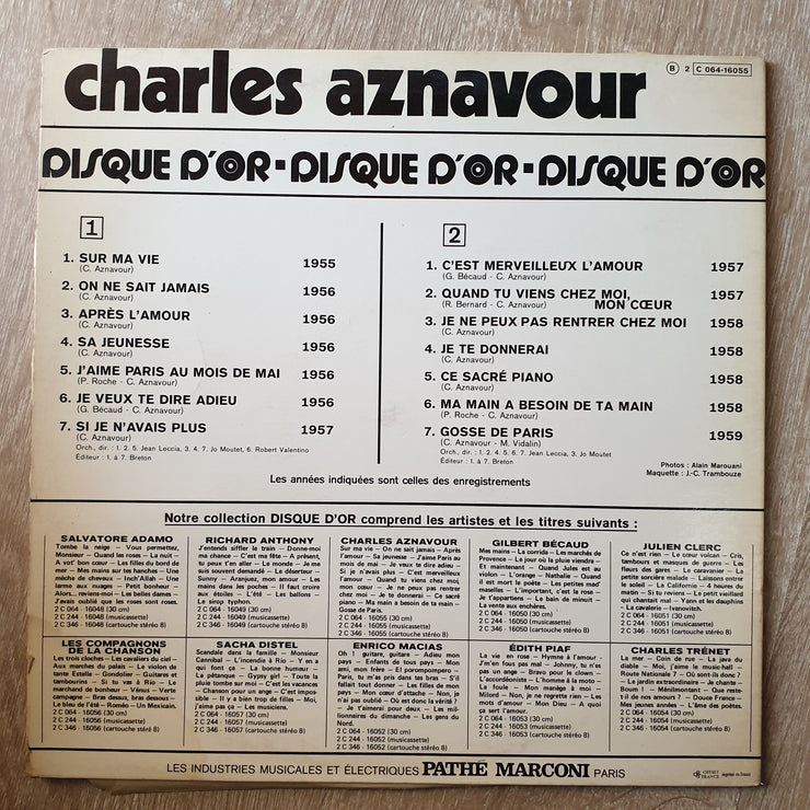 Charles Aznavour ‎– Le Disque D'or De Charles Aznavour  - Vinyl LP Record - Very-Good+ Quality (VG+) - C-Plan Audio