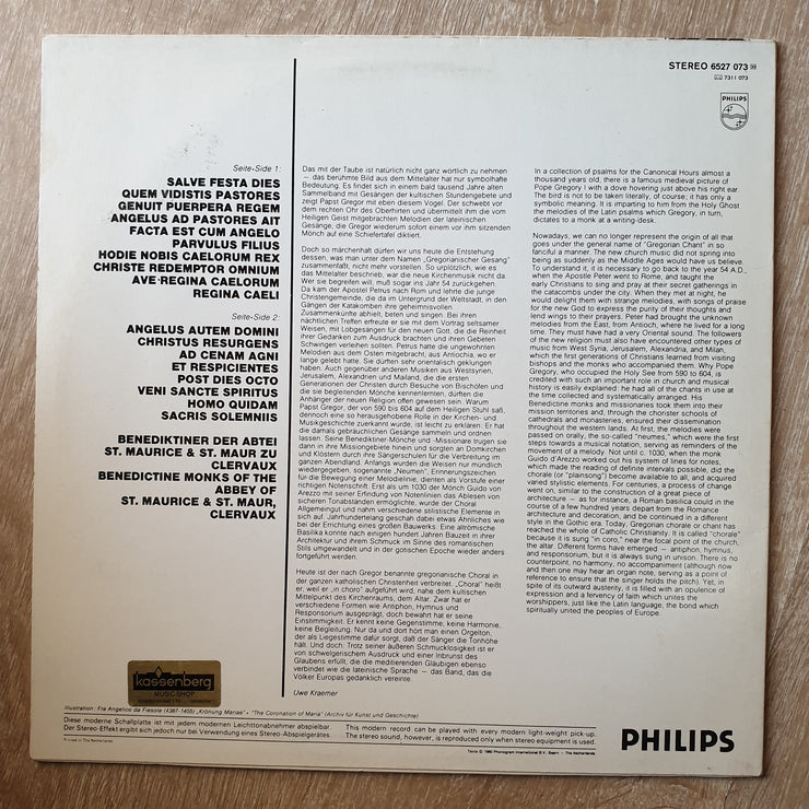 Regina Caeli - Gregorian Chants  - Vinyl LP Record - Very-Good+ Quality (VG+) (Vinyl Specials) - C-Plan Audio