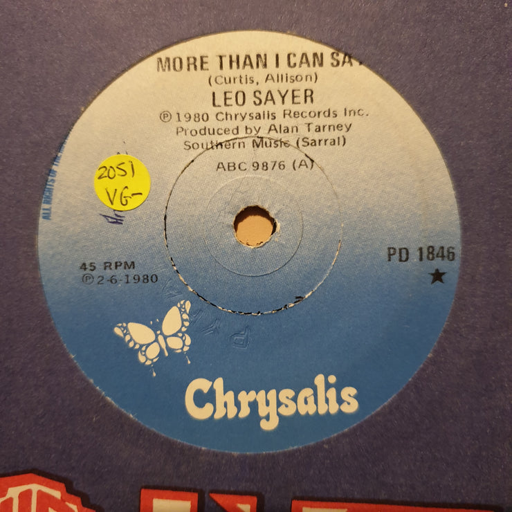 Leo Sayer ‎– More Than I Can Say - Vinyl 7" Record - Very-Good- Quality (VG-) - C-Plan Audio