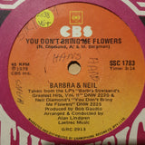 Barbra & Neil ‎– You Don't Bring Me Flowers - Vinyl 7" Record - Very-Good+ Quality (VG+) - C-Plan Audio