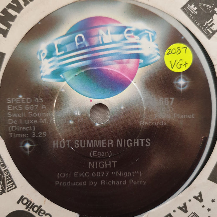 Night ‎– Hot Summer Nights - Vinyl 7" Record - Very-Good+ Quality (VG+) - C-Plan Audio