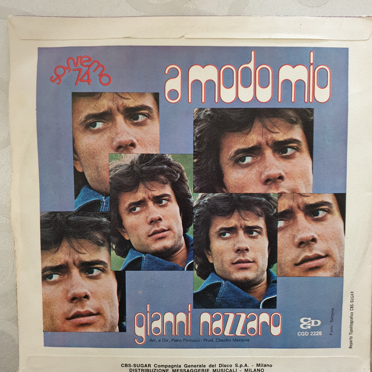 Gianni Nazzaro ‎– A Modo Mio - Vinyl 7" Record - Very-Good Quality (VG) - C-Plan Audio