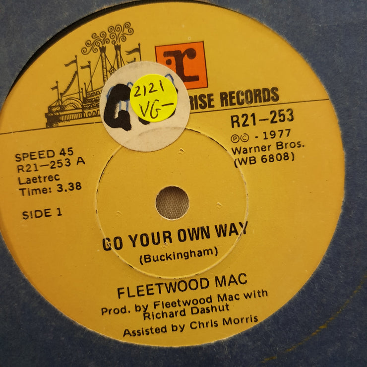 Fleetwood Mac ‎– Go Your Own Way / Don't Stop - Vinyl 7" Record - Very-Good- Quality (VG-) - C-Plan Audio