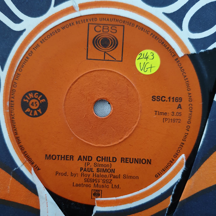 Paul Simon ‎– Mother And Child Reunion - Vinyl 7" Record - Very-Good+ Quality (VG+) - C-Plan Audio