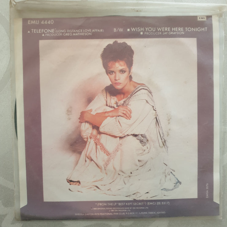 Sheena Easton ‎– Telefone (Long Distance Love Affair) - Vinyl 7" Record - Very-Good+ Quality (VG+) - C-Plan Audio