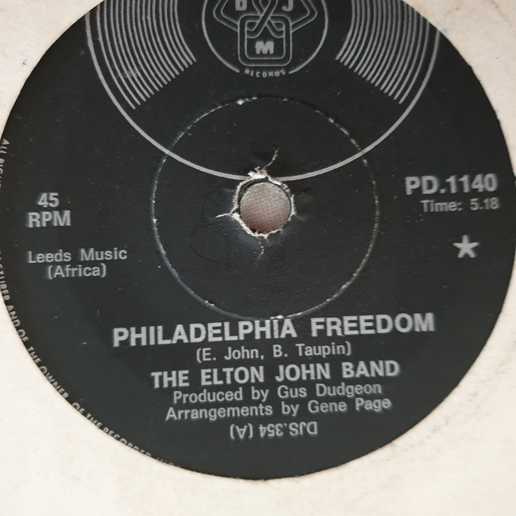 The Elton John Band ‎– Philadelphia Freedom - Vinyl 7" Record - Very-Good Quality (VG) - C-Plan Audio
