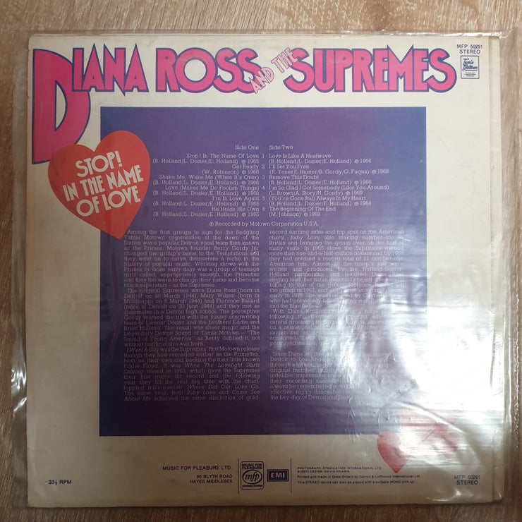 Diana Ross And The Supremes ‎– Stop! In The Name Of Love - Vinyl LP Record - Very-Good+ Quality (VG+) - C-Plan Audio