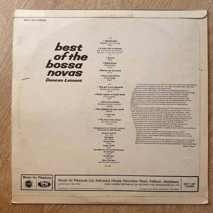 Duncan Lamont - Best Of the Bossa Nova - Vinyl LP Record - Very-Good+ Quality (VG+) - C-Plan Audio