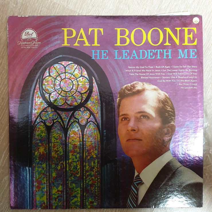 Pat Boone ‎– He Leadeth Me - Vinyl LP Record - Very-Good Quality (VG) - C-Plan Audio