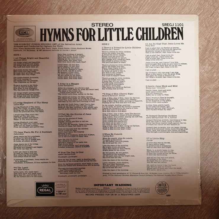 Sunbury Junior Singers - Hymns for Little Children - Vinyl LP Record - Opened  - Very-Good Quality (VG) - C-Plan Audio