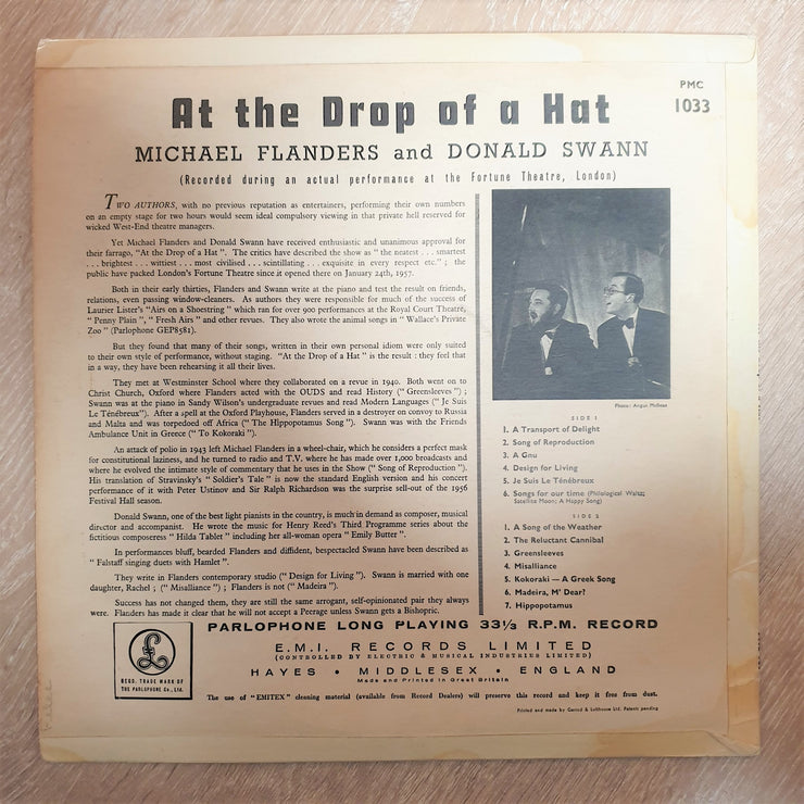 At The Drop of A Hat - Michael Flanders and Donald Swann - Vinyl LP Record - Very-Good+ Quality (VG+) - C-Plan Audio