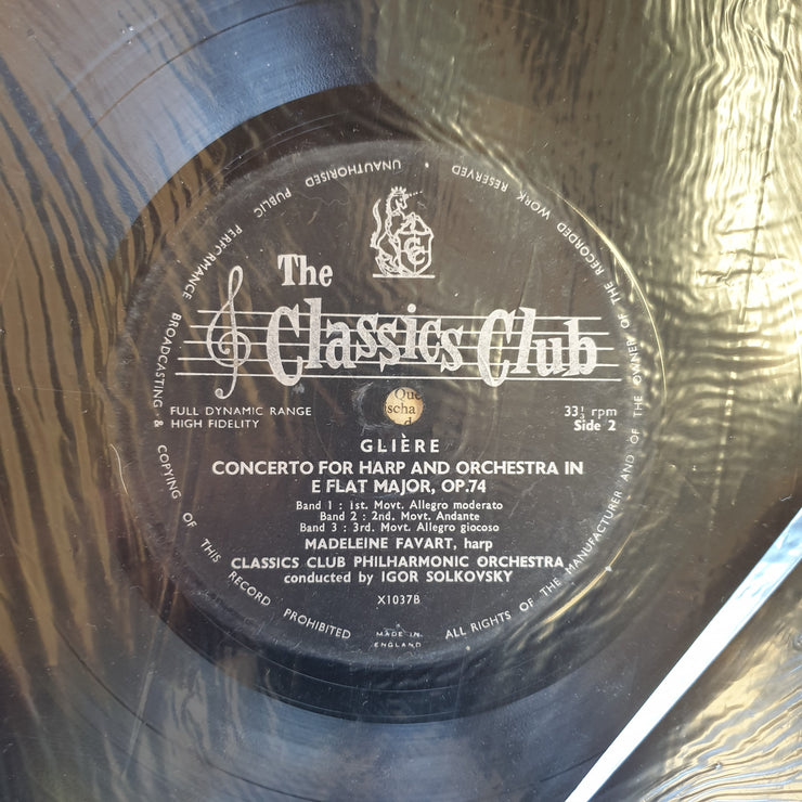 Alexander Glazunov, Reinhold Gliere ‎– Glazunov: Violin Concerto, Op.82 Glere: Harp Concerto, Op.74 – Vinyl LP Record - Very-Good+ Quality (VG+) - C-Plan Audio