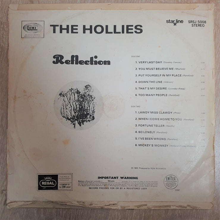 The Hollies ‎– Reflection - Vinyl LP Record - Very-Good- Quality (VG-) - C-Plan Audio