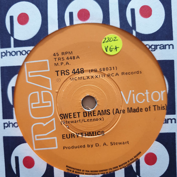 Eurythmics ‎– Sweet Dreams (Are Made Of This) - Vinyl 7" Record - Very-Good+ Quality (VG+) - C-Plan Audio