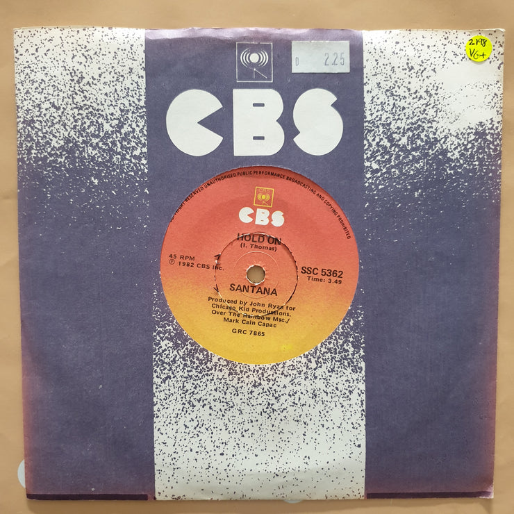 Santana ‎– Hold On - Vinyl 7" Record - Very-Good+ Quality (VG+) - C-Plan Audio