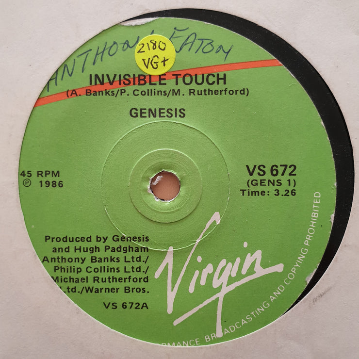 Genesis ‎– Invisible Touch - Vinyl 7" Record - Very-Good+ Quality (VG+) - C-Plan Audio