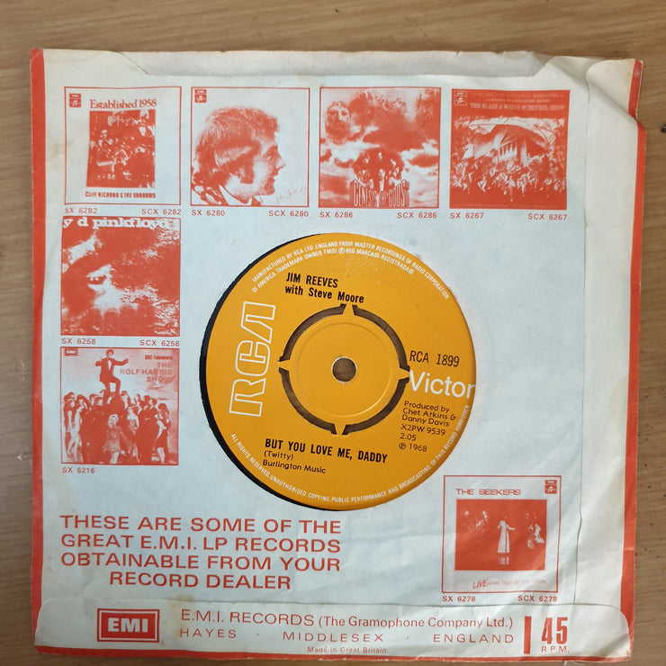 Jim Reeves With Steve Moore ‎– But You Love Me, Daddy - Vinyl 7" Record - Very-Good Quality (VG) - C-Plan Audio