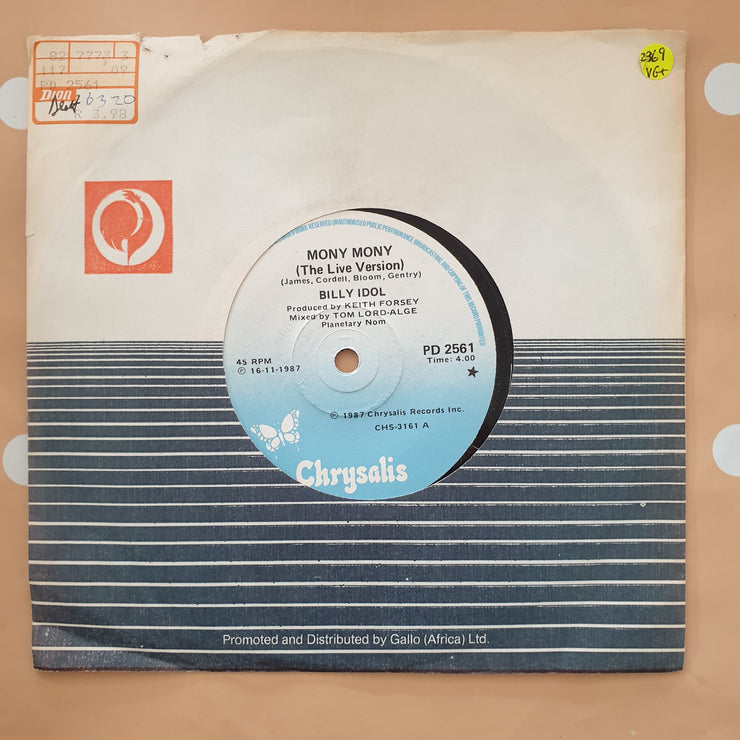 Billy Idol ‎– Mony Mony (Live) - Vinyl 7" Record - Very-Good+ Quality (VG+) - C-Plan Audio