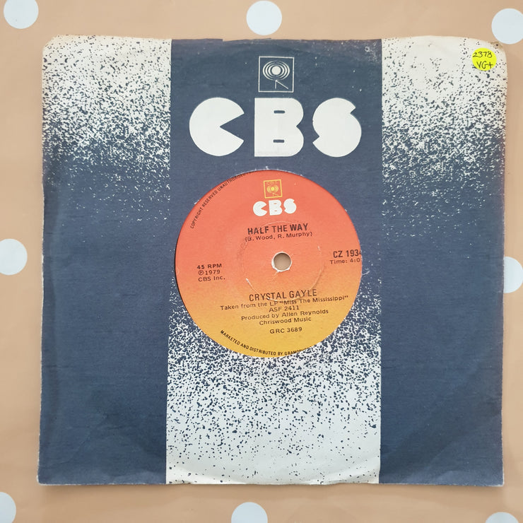 Crystal Gayle ‎– Half The Way - Vinyl 7" Record - Very-Good+ Quality (VG+) - C-Plan Audio
