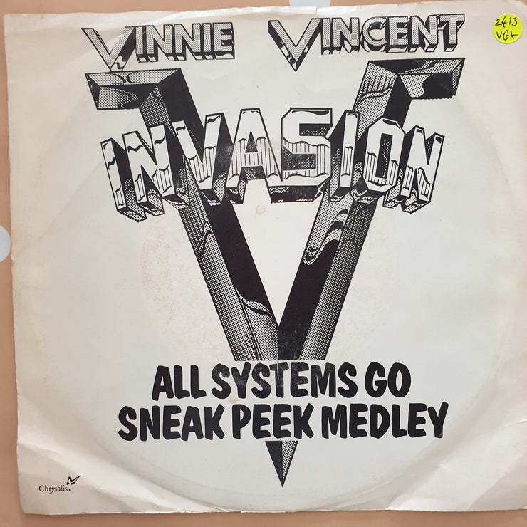 Vinnie Vincent Invasion ‎– All Systems Go Sneak Peek Medley - Vinyl 7" Record - Very-Good+ Quality (VG+) - C-Plan Audio