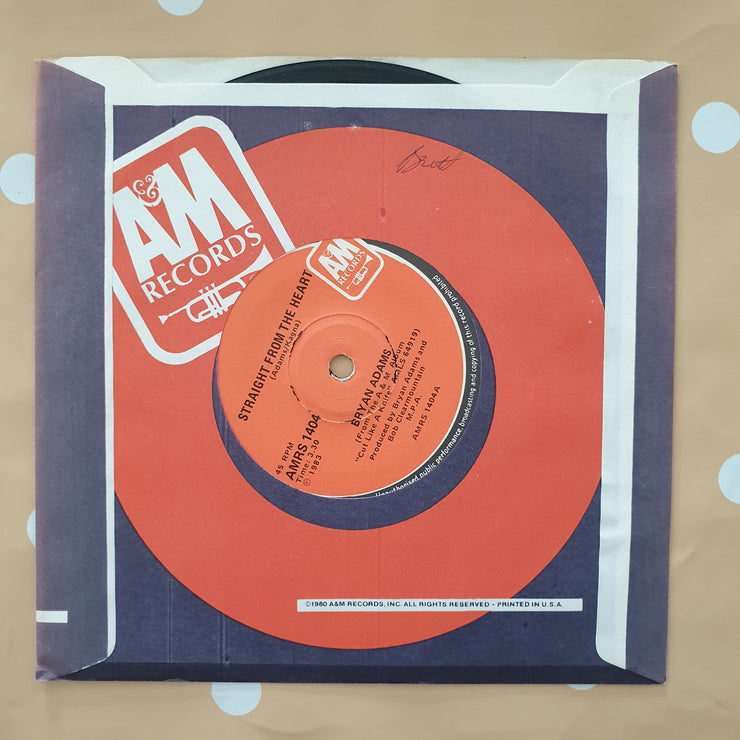 Bryan Adams ‎– Straight From The Heart - Vinyl 7" Record - Very-Good+ Quality (VG+) - C-Plan Audio