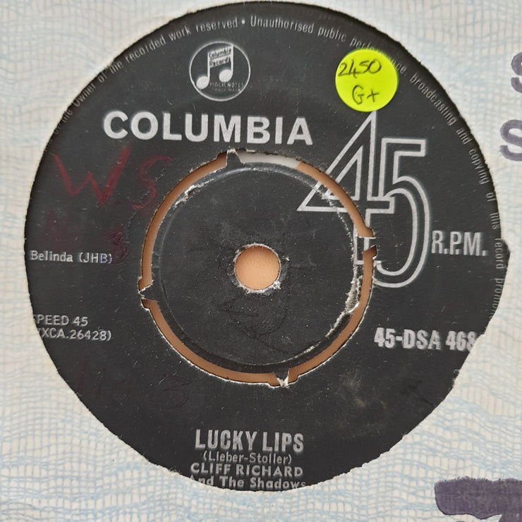 Cliff Richard And The Shadows ‎– Lucky Lips - Vinyl 7" Record - Good+ Quality (G+) - C-Plan Audio