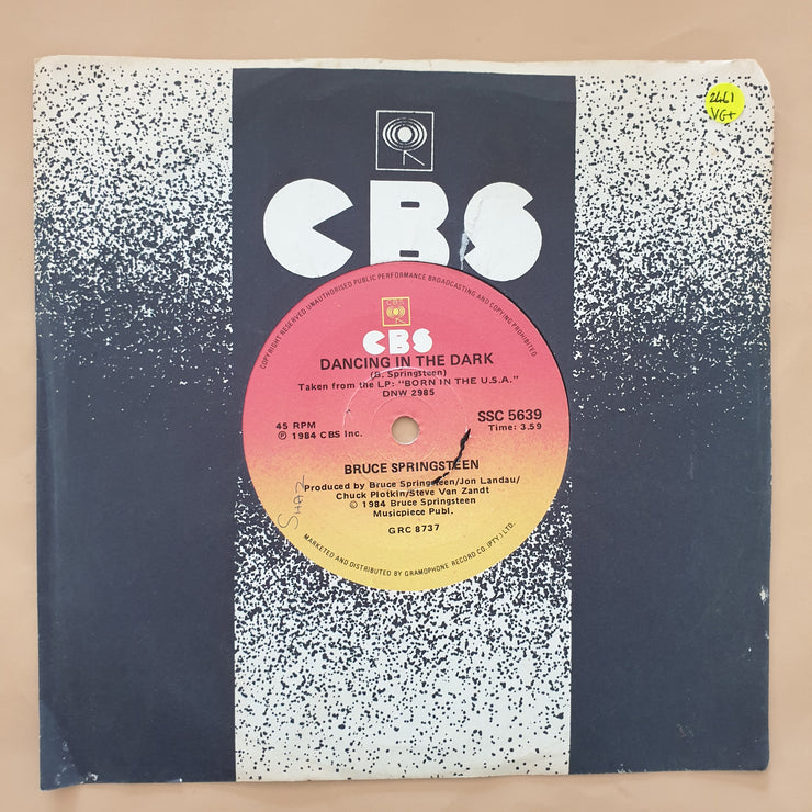 Bruce Springsteen ‎– Dancing In The Dark - Vinyl 7" Record - Very-Good+ Quality (VG+) - C-Plan Audio