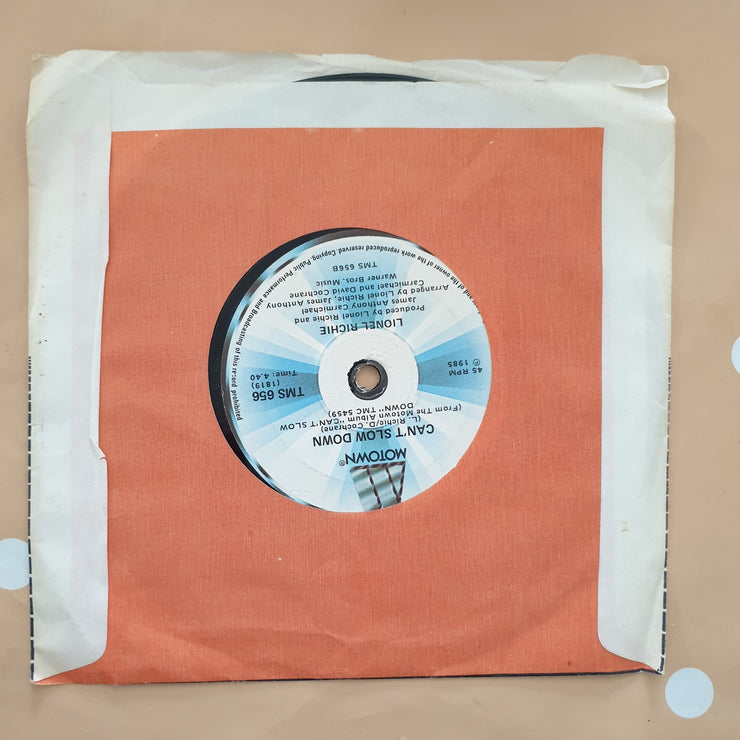 Lionel Richie ‎– Say You, Say Me / Can't Slow Down - Vinyl 7" Record - Very-Good- Quality (VG-) - C-Plan Audio