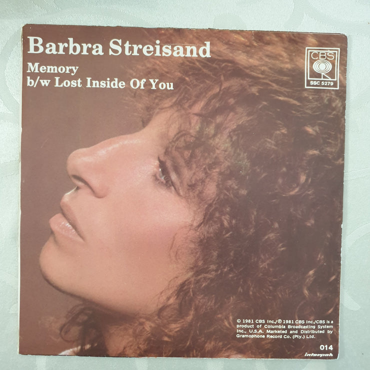 Barbra Streisand ‎– Memory - Vinyl 7" Record - Very-Good+ Quality (VG+) - C-Plan Audio