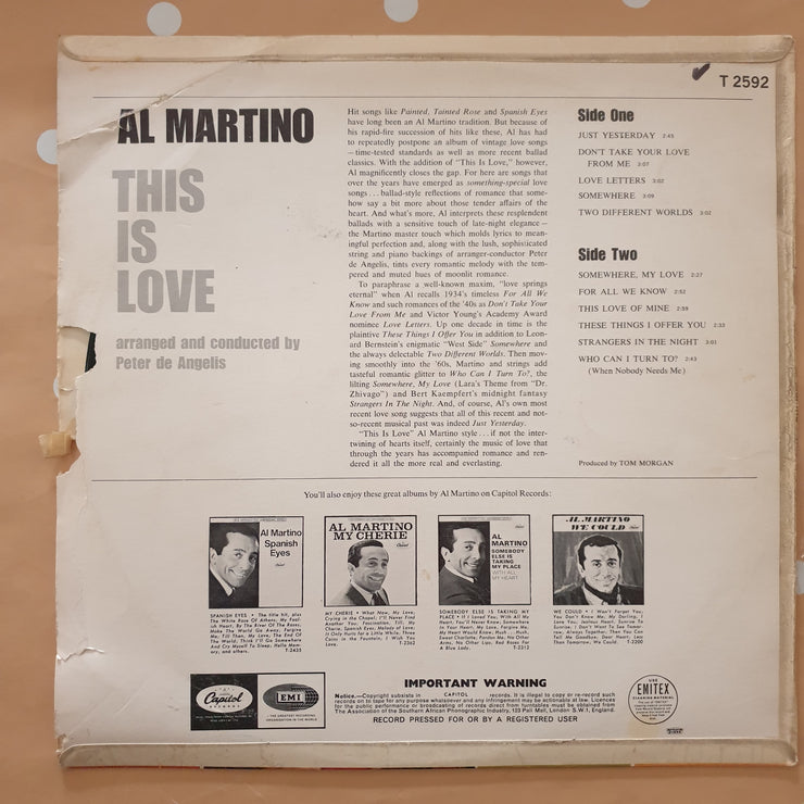 Al Martino - This is Love - Vinyl LP Record - Very-Good Quality (VG) - C-Plan Audio