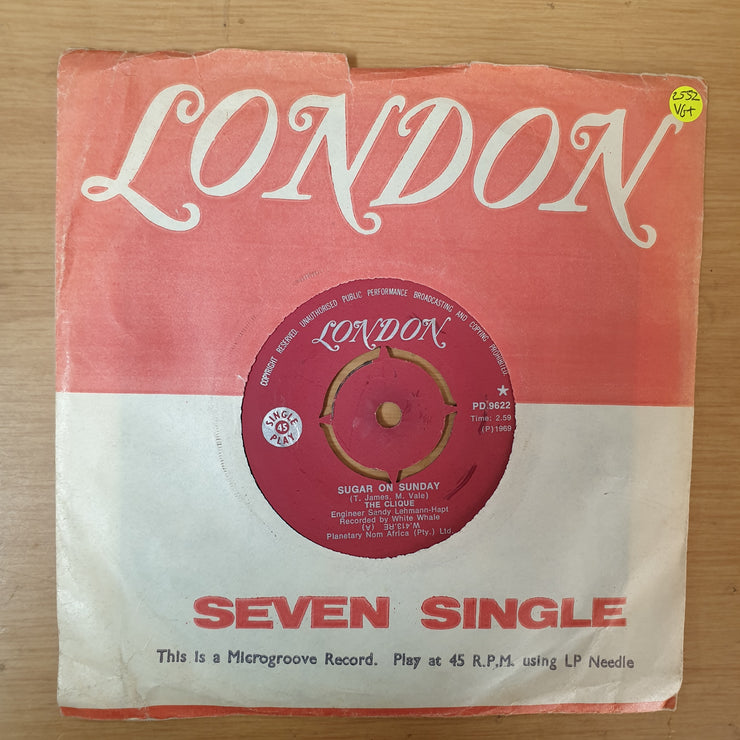 The Clique – Sugar On Sunday - Vinyl 7" Record - Very-Good+ Quality (VG+) - C-Plan Audio