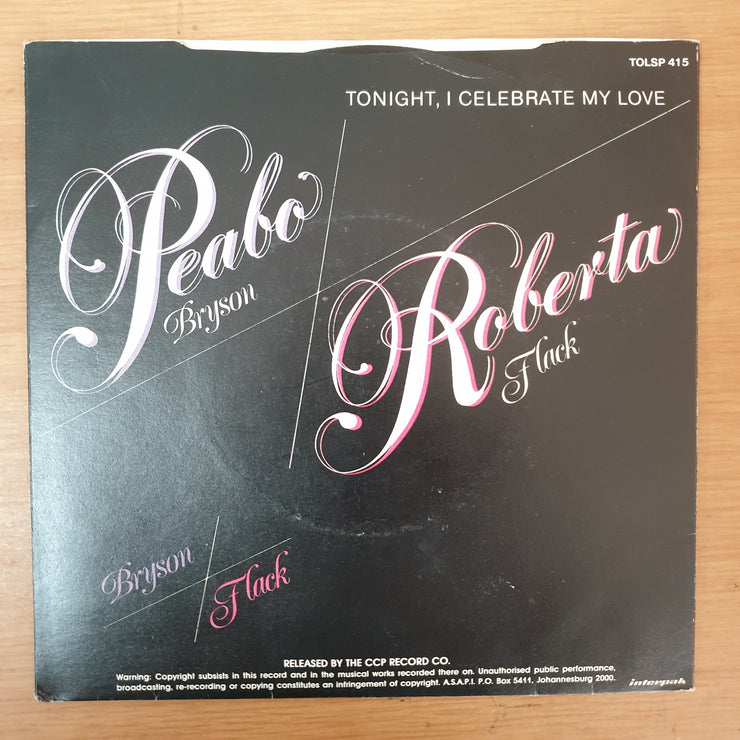 Peabo Bryson / Roberta Flack ‎– Tonight I Celebrate My Love - Vinyl 7" Record - Very-Good+ Quality (VG+) - C-Plan Audio