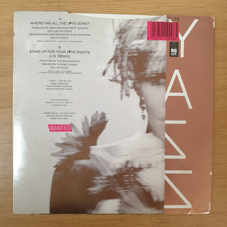 Yazz ‎– Where Has All The Love Gone? - Vinyl 7" Record - Very-Good+ Quality (VG+) - C-Plan Audio