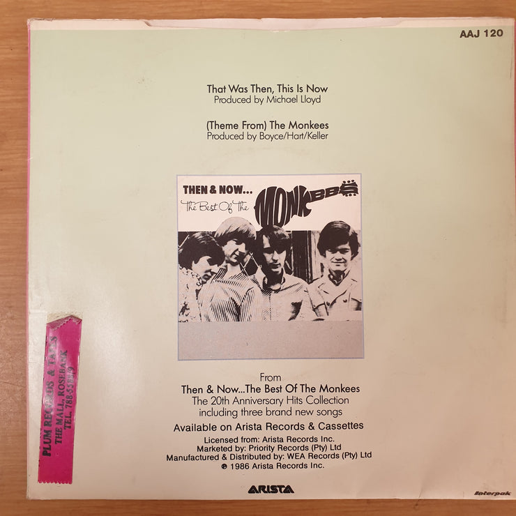 The Monkees ‎– That Was Then, This Is Now / (Theme From) The Monkees - Vinyl 7" Record - Very-Good+ Quality (VG+) - C-Plan Audio