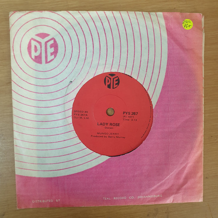 Mungo Jerry ‎– Lady Rose - Vinyl 7" Record - Very-Good+ Quality (VG+) - C-Plan Audio