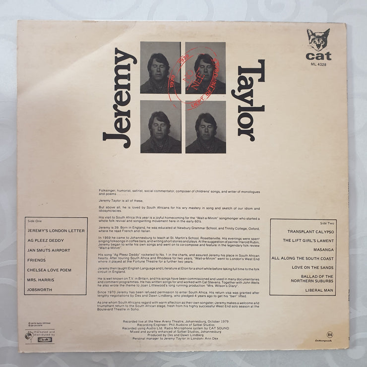 Jeremy Taylor ‎– Back In Town - Vinyl LP Record - Very-Good Quality (VG) - C-Plan Audio