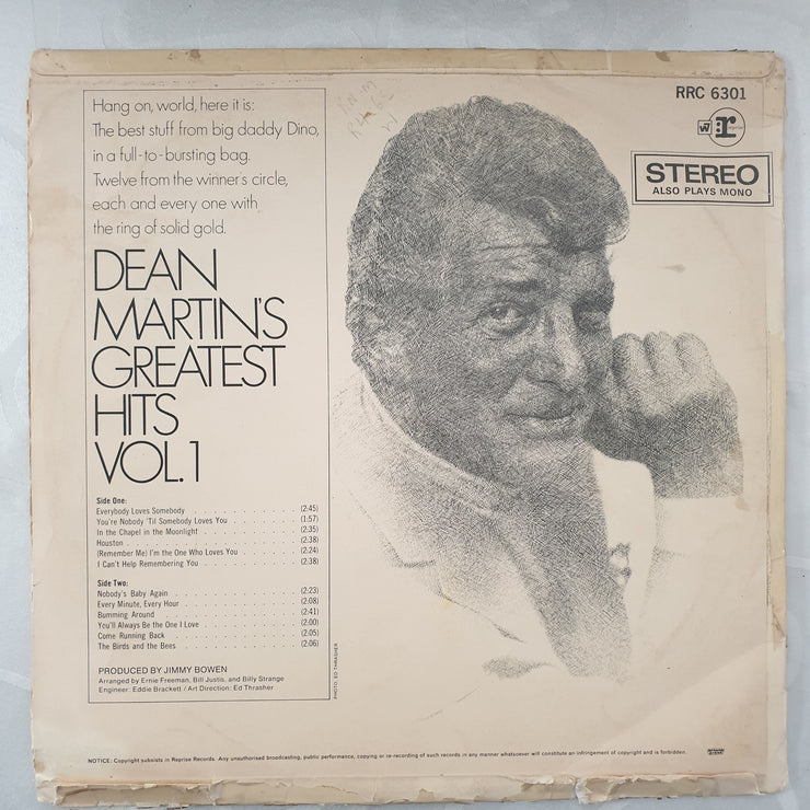 Dean Martin's Greatest Hits Vol 1 - Vinyl LP Record - Very-Good Quality (VG) - C-Plan Audio