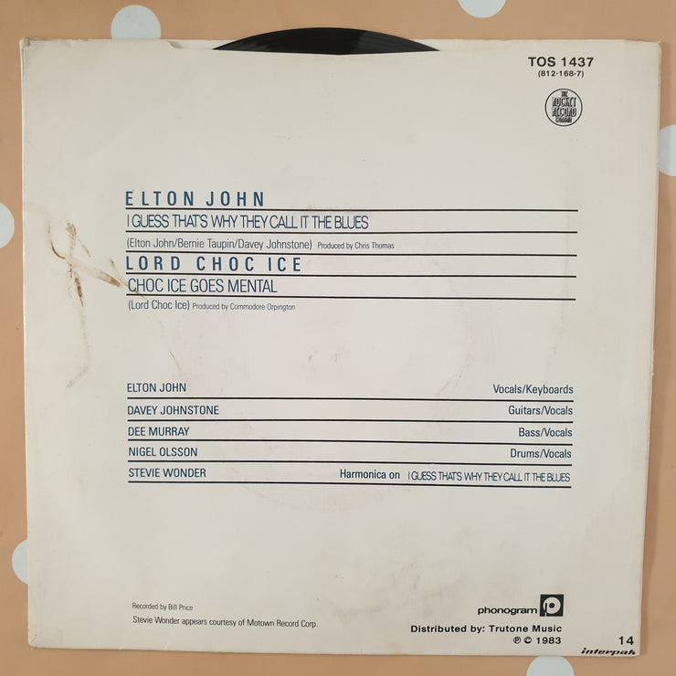 Elton John ‎– I Guess That's Why They Call It The Blues - Vinyl 7" Record - Very-Good+ Quality (VG+) - C-Plan Audio