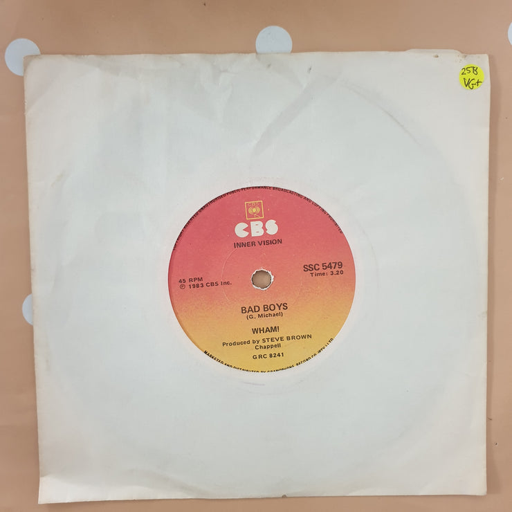 Wham! ‎– Bad Boys - Vinyl 7" Record - Very-Good+ Quality (VG+) - C-Plan Audio
