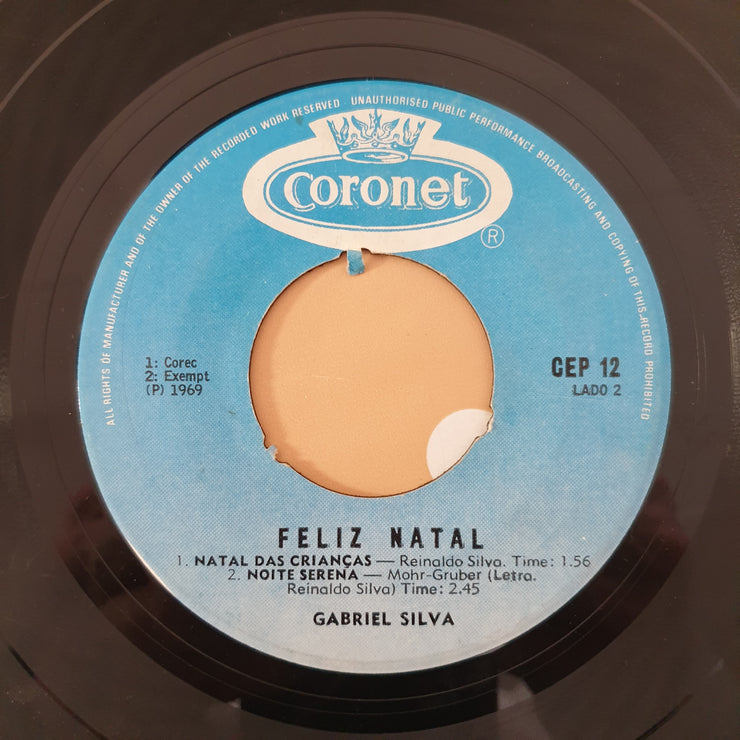 Gabriel Silva , Reinaldo Silva ‎– Feliz Natal - Vinyl 7" Record - Very-Good- Quality (VG-) - C-Plan Audio