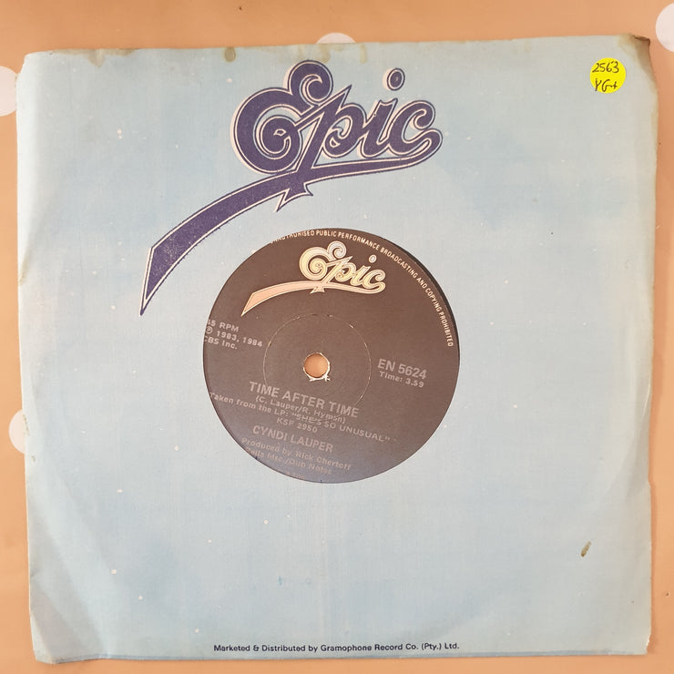 Cyndi Lauper ‎– Time After Time - Vinyl 7" Record - Very-Good+ Quality (VG+) - C-Plan Audio